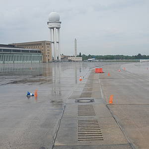 Drainage channel and radar tower